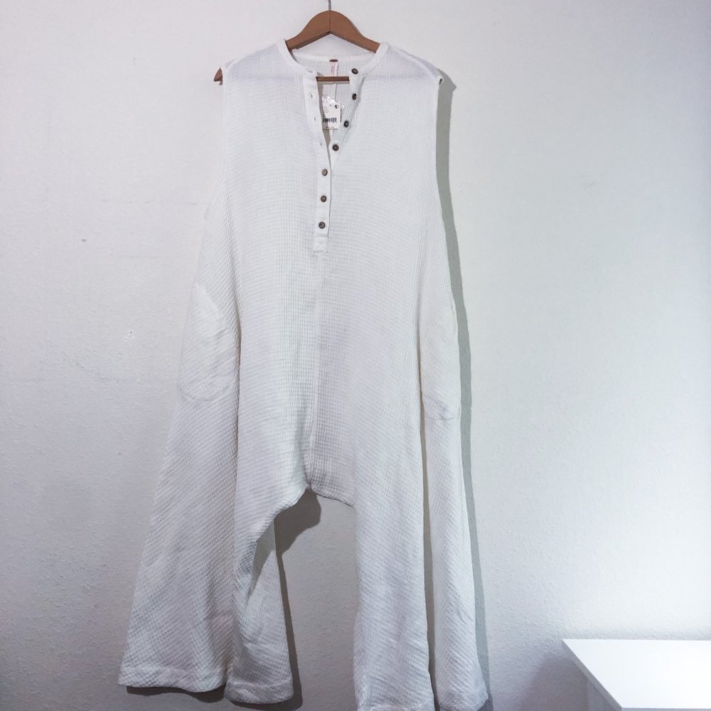 NWT Free People Harem Jumpsuit Ivory Waffle Size Small